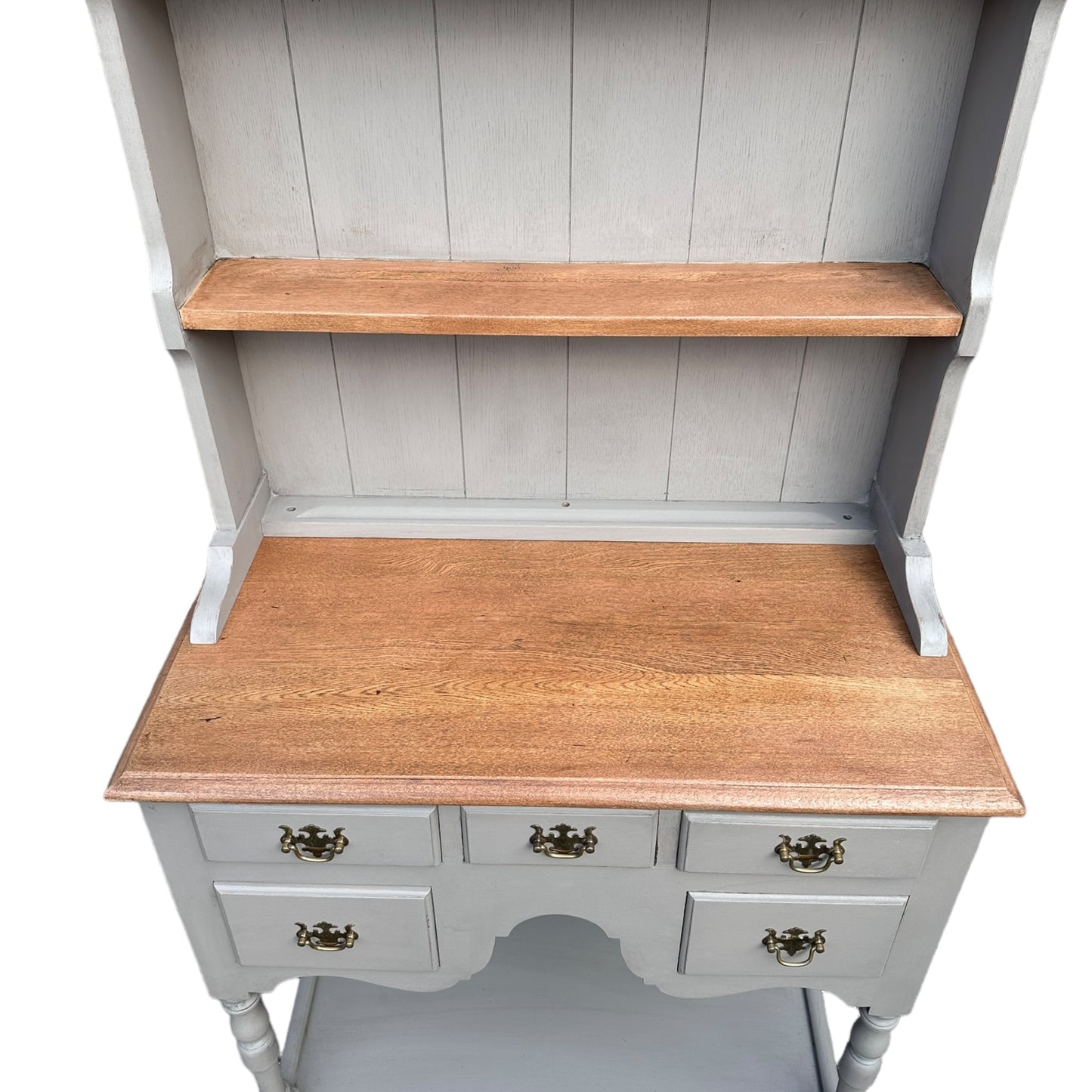 Taupe Grey Hand Painted Very Small Dresser Five Drawers And A Shelf