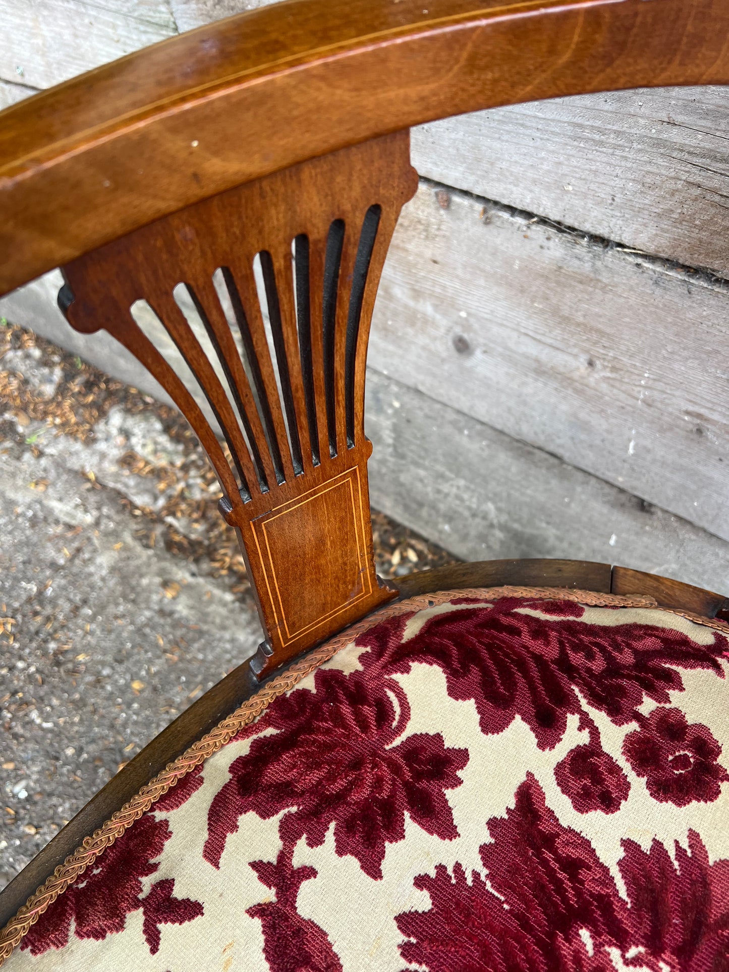 Edwardian Mahogany Inlaid Rounded Back Chair