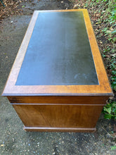 Load image into Gallery viewer, Vintage Black Leather Top Pedestal Desk
