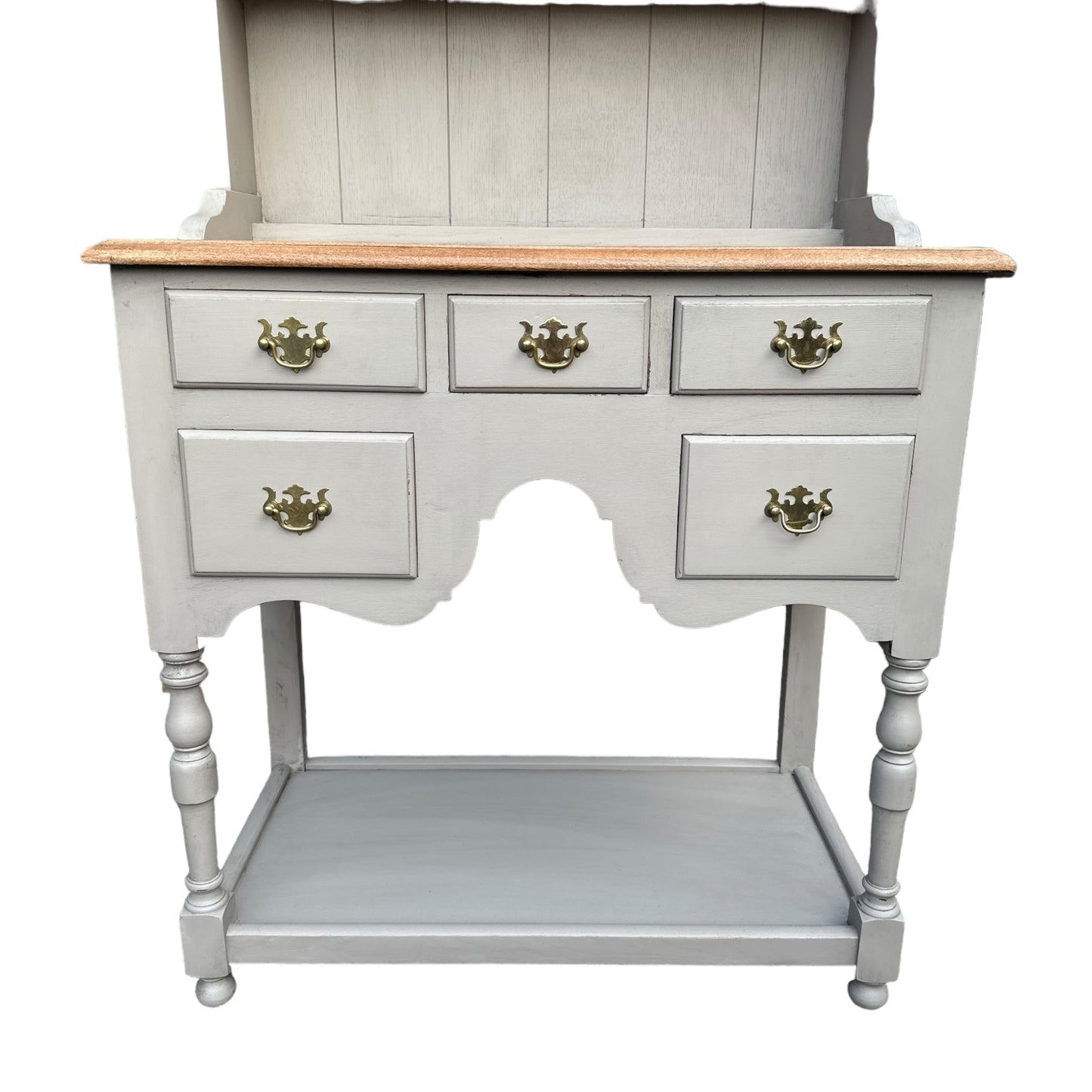 Taupe Grey Hand Painted Very Small Dresser Five Drawers And A Shelf