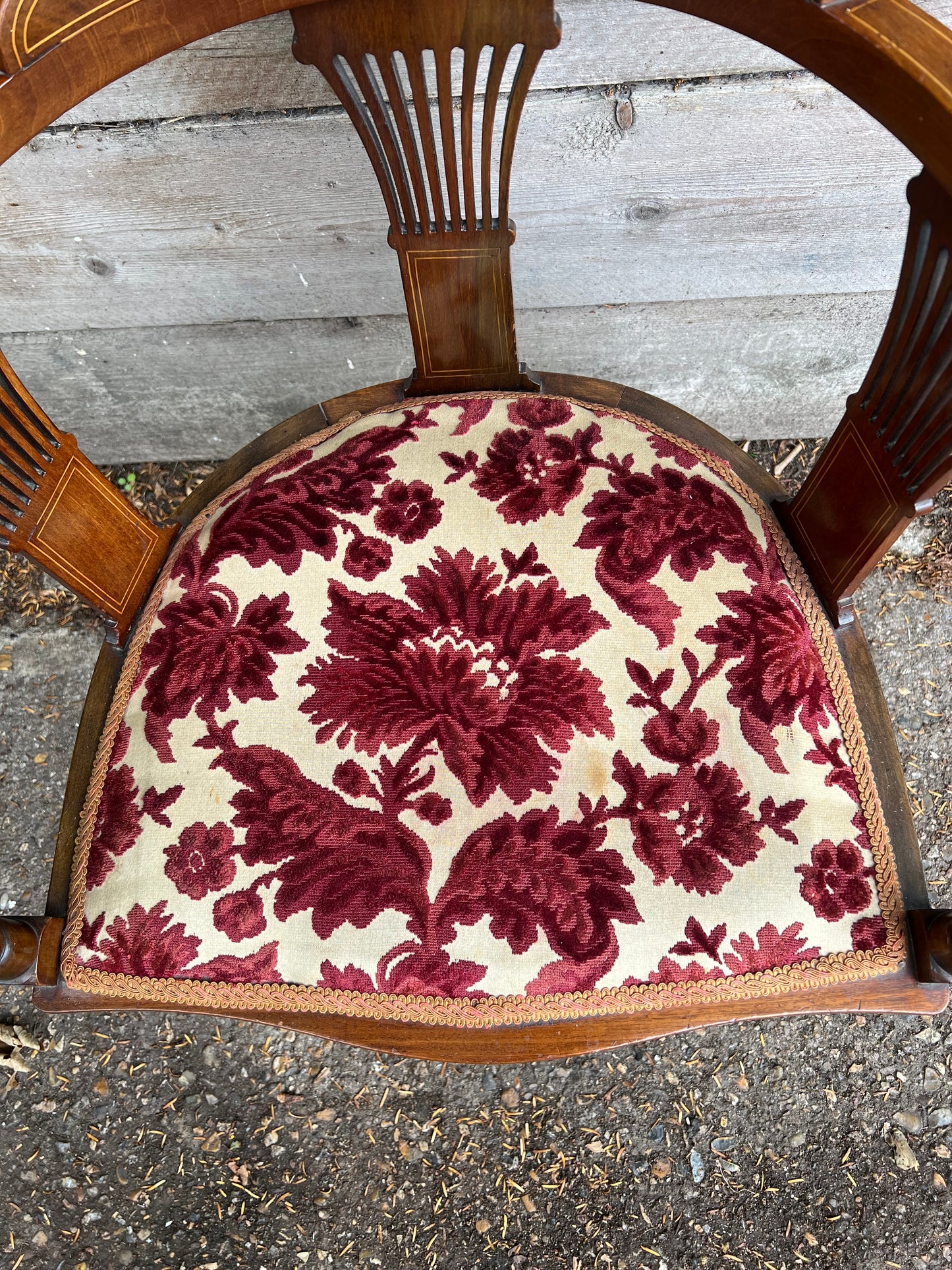 Edwardian Mahogany Inlaid Rounded Back Chair