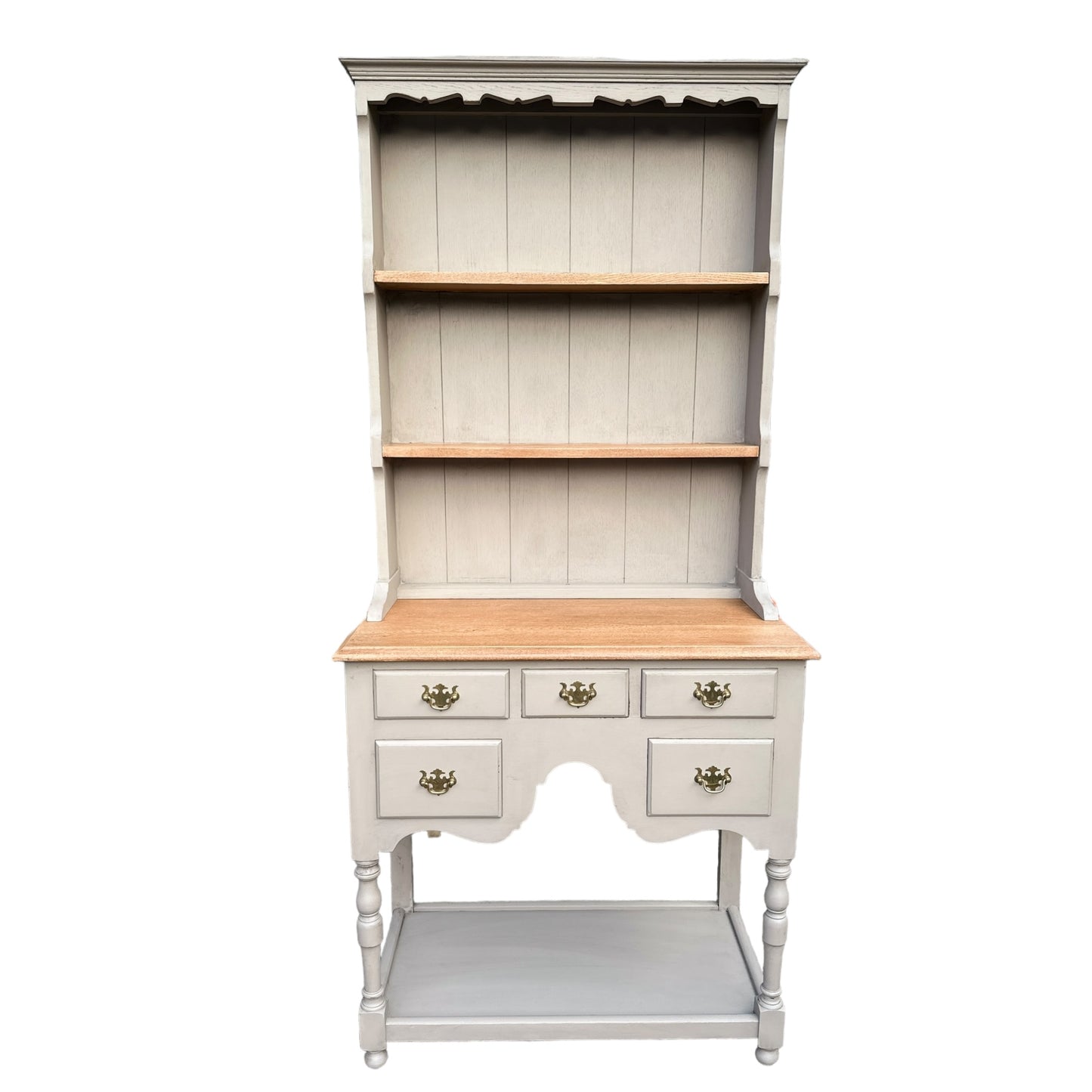 Taupe Grey Hand Painted Very Small Dresser Five Drawers And A Shelf