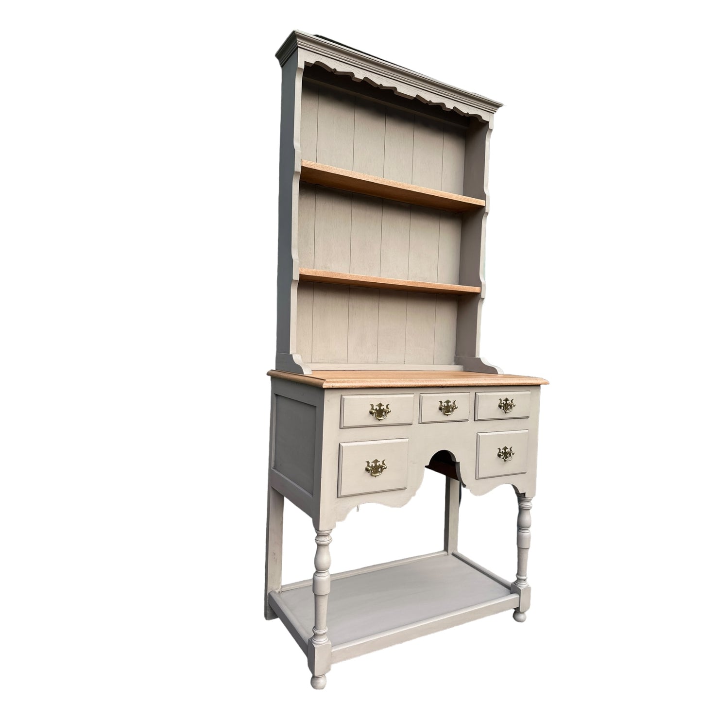 Taupe Grey Hand Painted Very Small Dresser Five Drawers And A Shelf