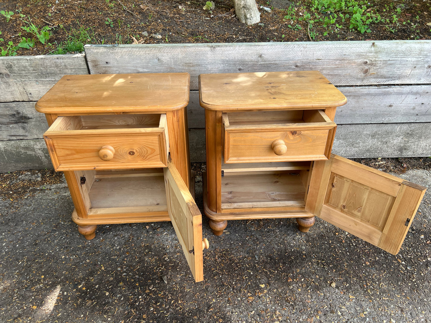 Pair Solid Pine Bedside Tables