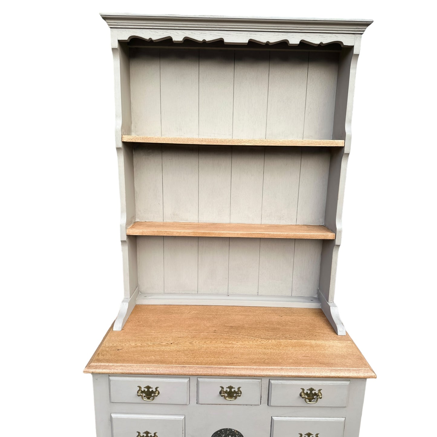 Taupe Grey Hand Painted Very Small Dresser Five Drawers And A Shelf