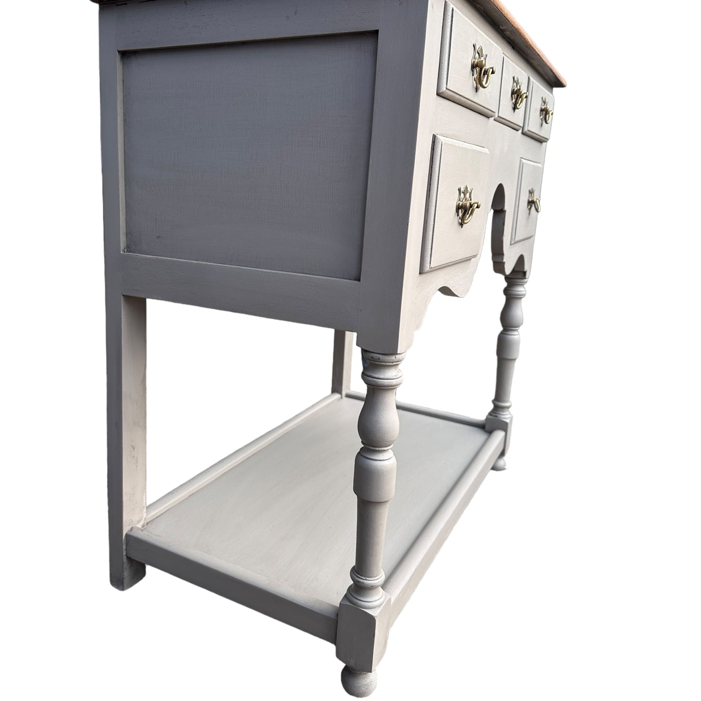 Taupe Grey Hand Painted Very Small Dresser Five Drawers And A Shelf