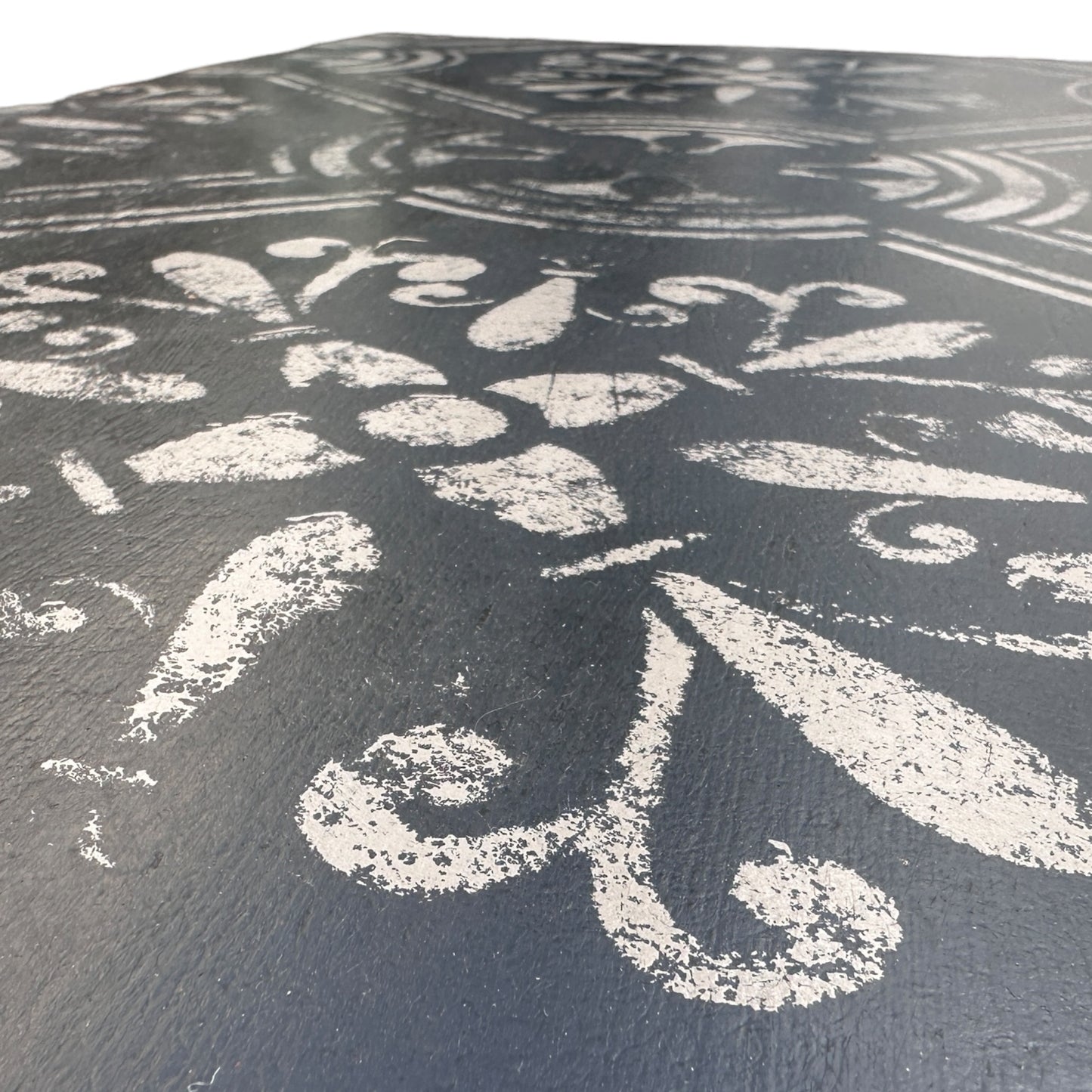 Black Ornate Five Drawer Desk Dressing Table Hall Table Hand Painted And Stencilled