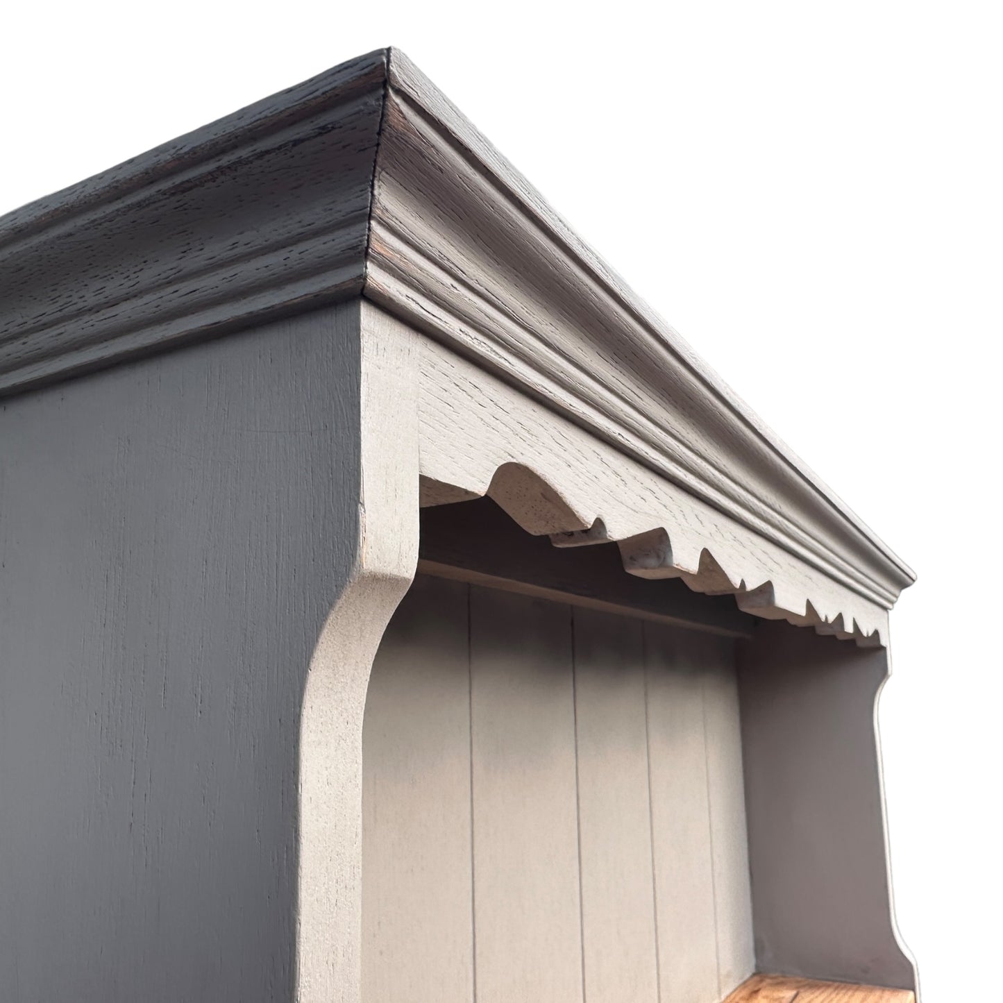 Taupe Grey Hand Painted Very Small Dresser Five Drawers And A Shelf