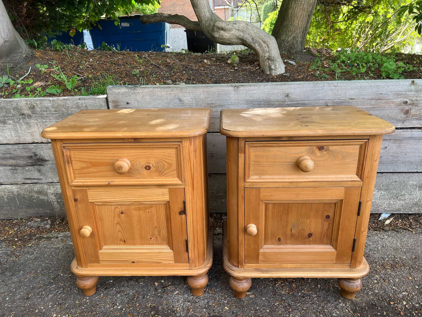 Pair Solid Pine Bedside Tables