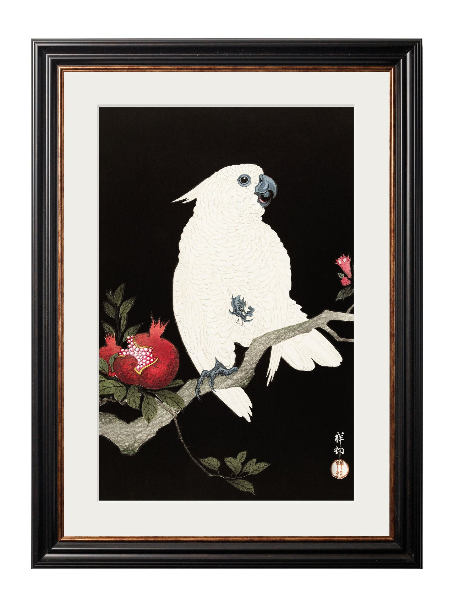 c 1910 cockatoos ohara koson in size 50 x 70cm - glass-fronted framed wall art print with solid wood frame, adds elegance to your decor