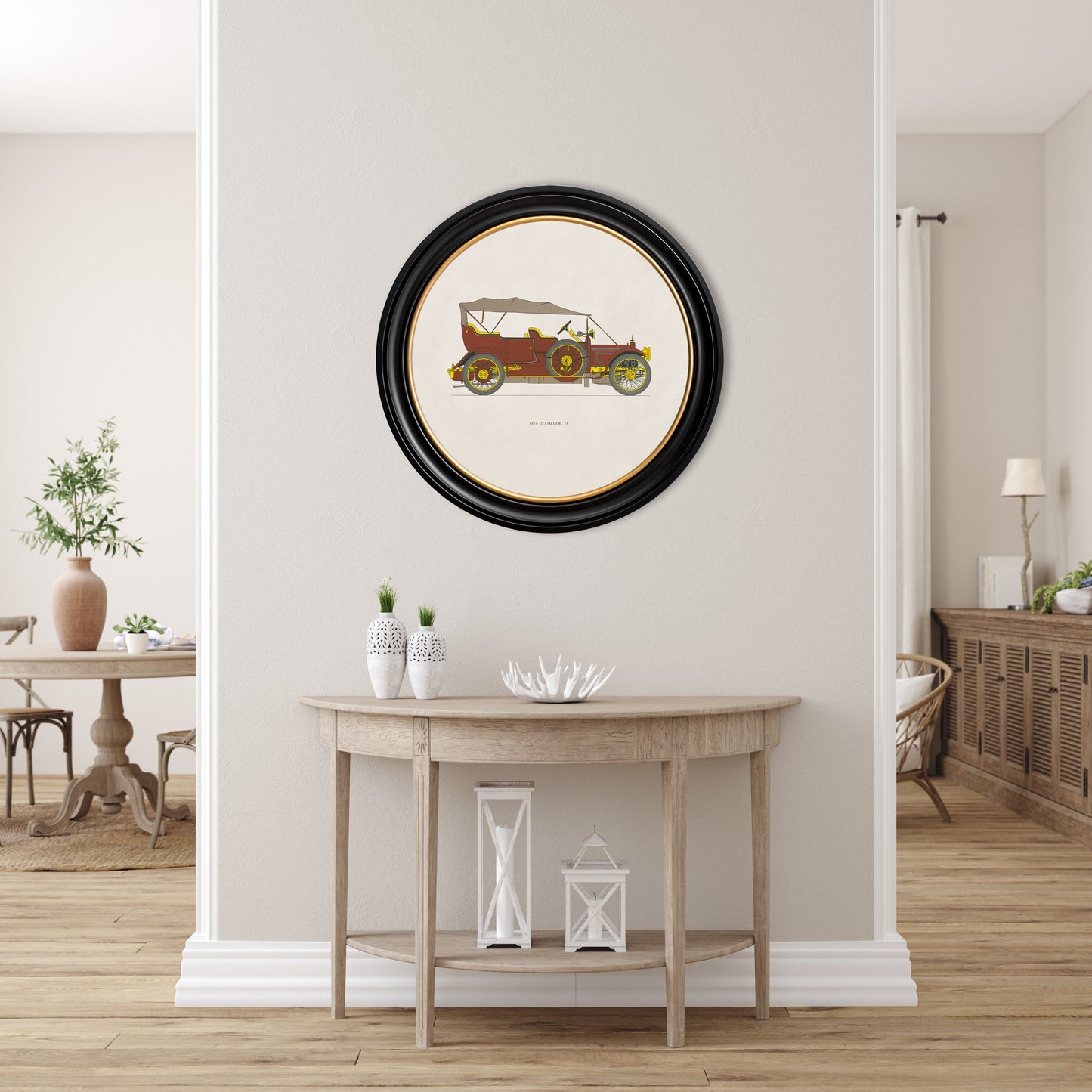 1910 daimler 38 in size 70 x 70cm - glass-fronted framed wall art print with solid wood frame, perfect for statement wall decor