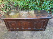 Load image into Gallery viewer, Antique Oak Carved Blanket Chest Storage

