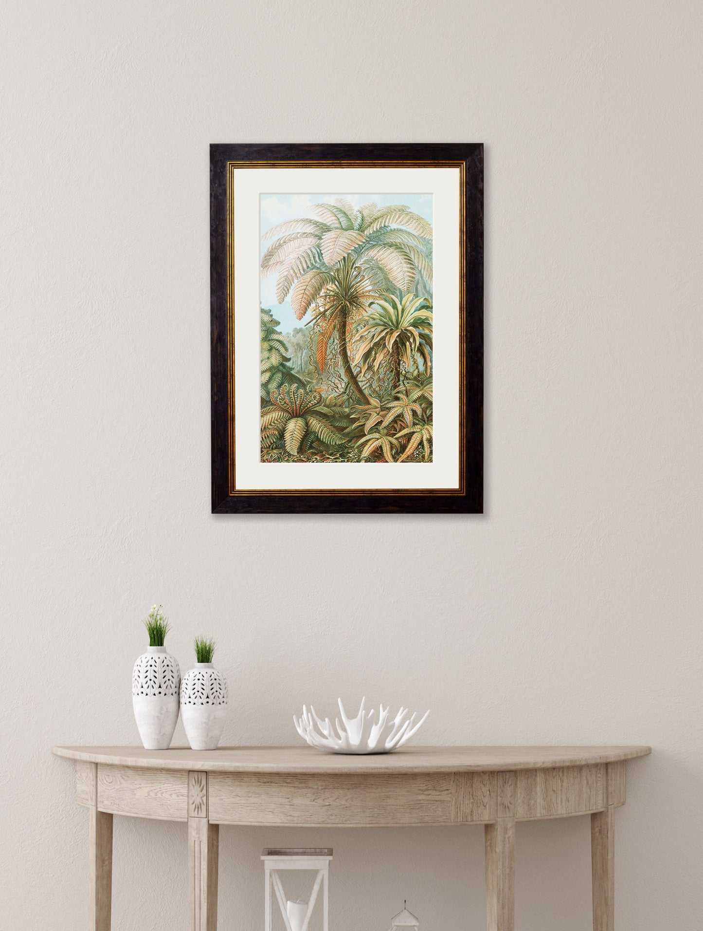 c 1904 study of ferns in size 50 x 70cm - glass-fronted framed wall art print with solid wood frame, adds elegance to your decor