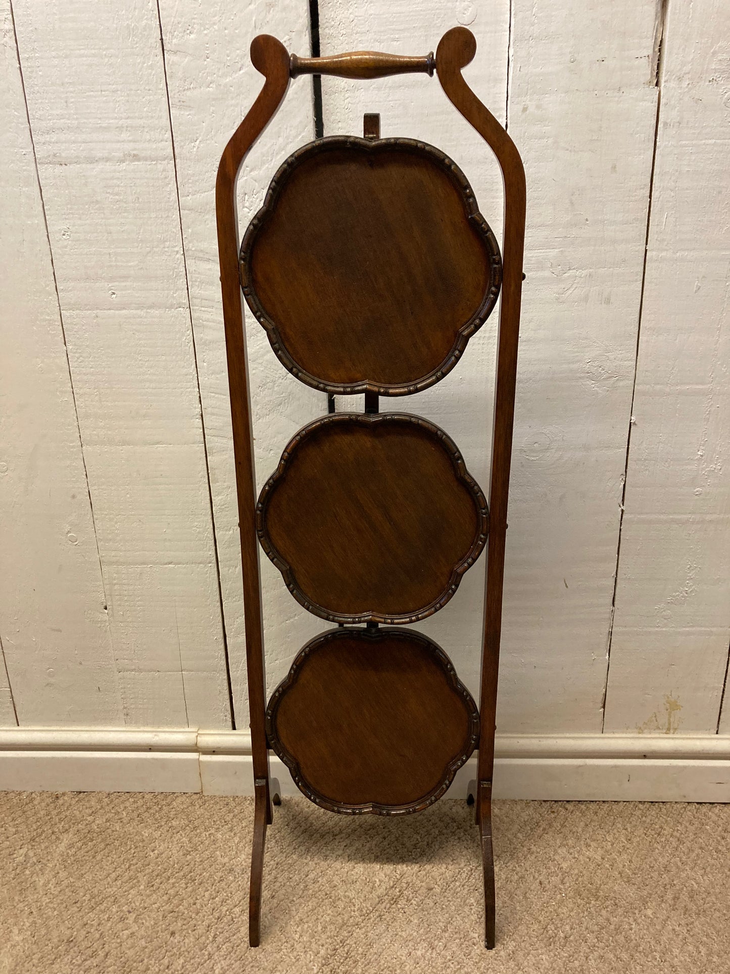 Vintage Mahogany Carved Cake Stand
