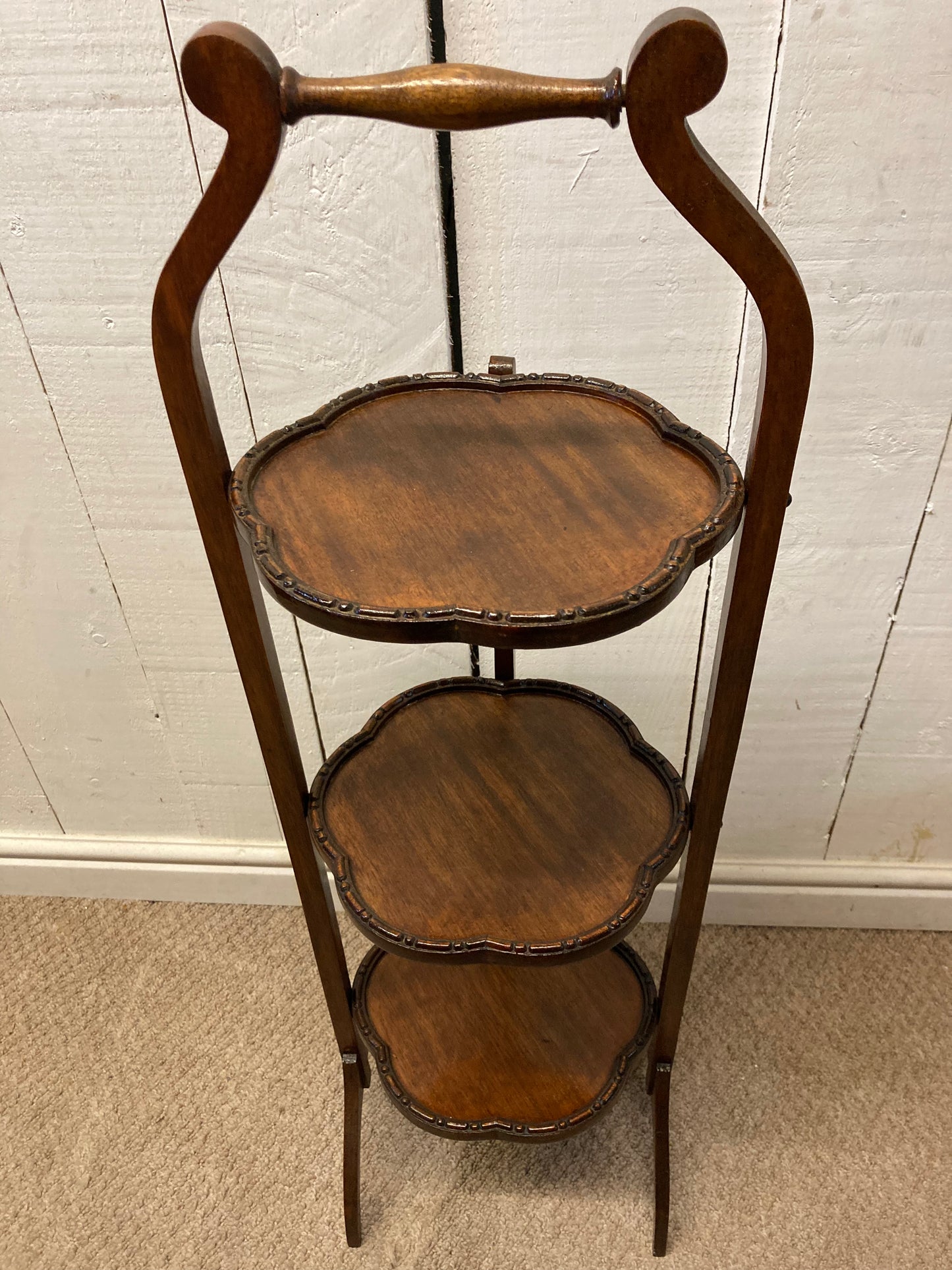 Vintage Mahogany Carved Cake Stand