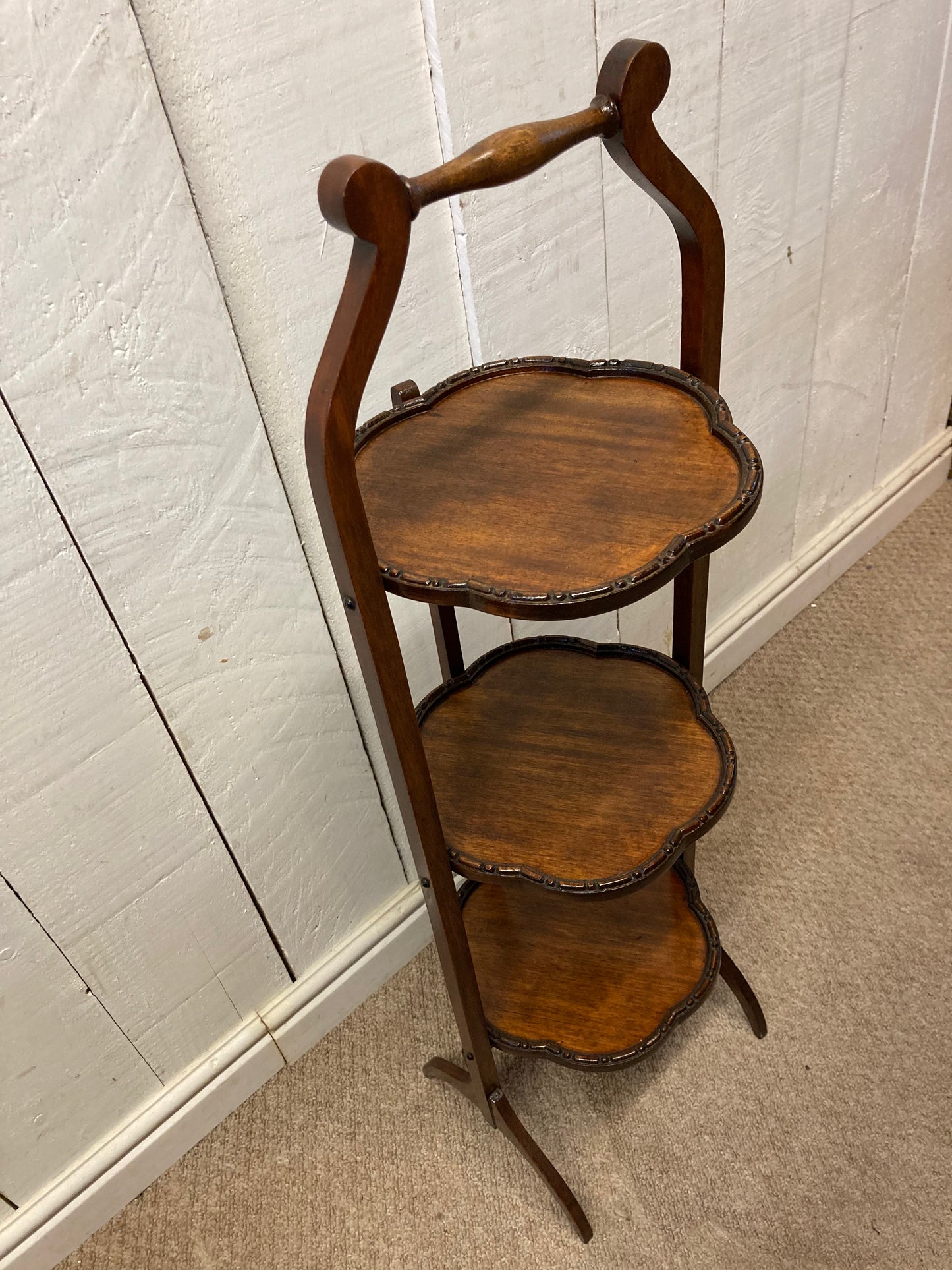 Vintage Mahogany Carved Cake Stand