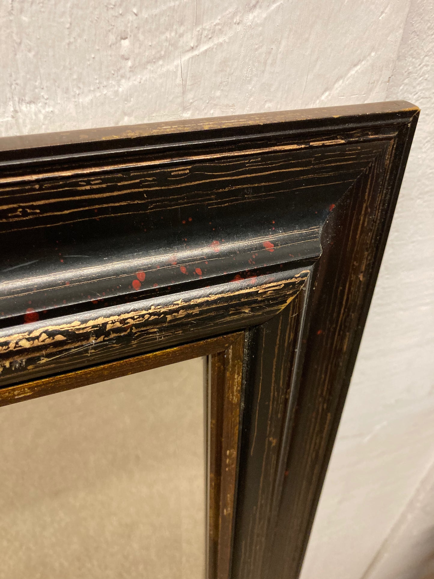 Black And Gold Framed Bevelled Wall Hanging Mirror