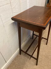 Load image into Gallery viewer, Edwardian Mahogany Inlaid Card Table Side/Lamp Table With Storage
