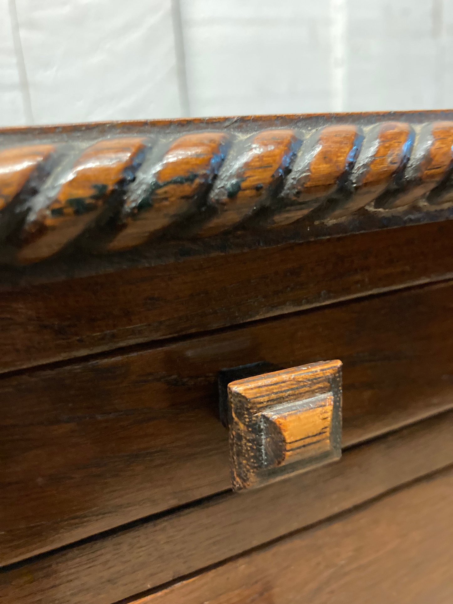 Antique Side Table Lamp Table Six Small Drawers In Need Of Some TLC