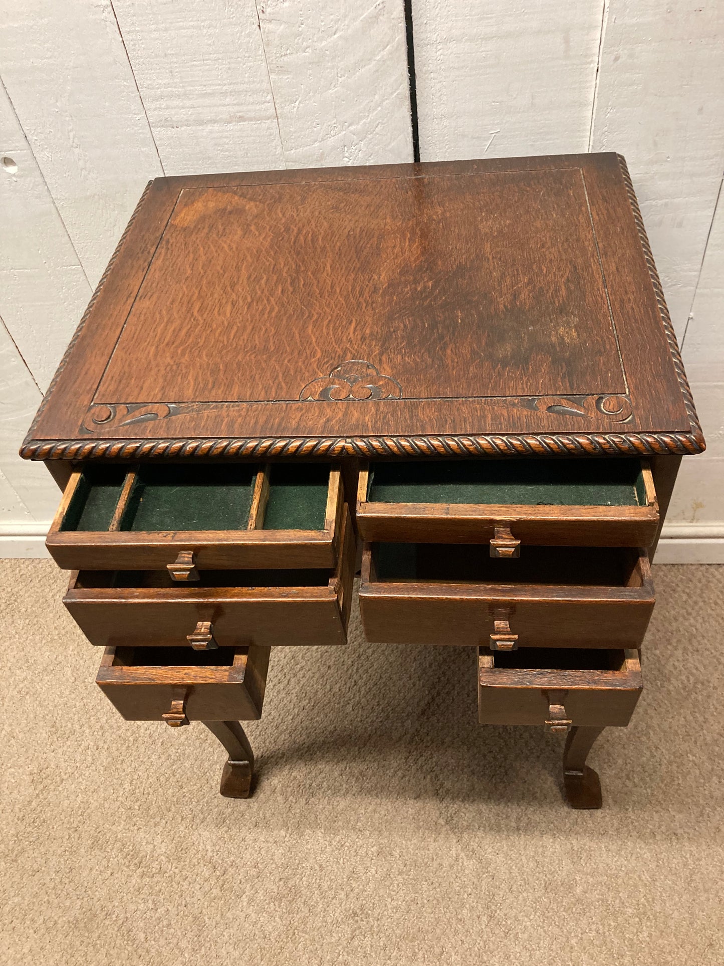 Antique Side Table Lamp Table Six Small Drawers In Need Of Some TLC