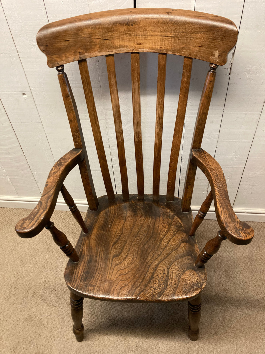 Vintage Solid Elm Grandad Armchair Fireside Chair