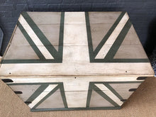 Load image into Gallery viewer, Large Blanket Chest Storage Trunk With Union Jack Style Pattern To Top And Front

