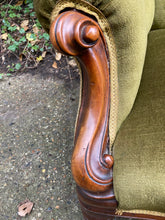 Load image into Gallery viewer, Victorian Carved Mahogany Framed Button Back Armchair
