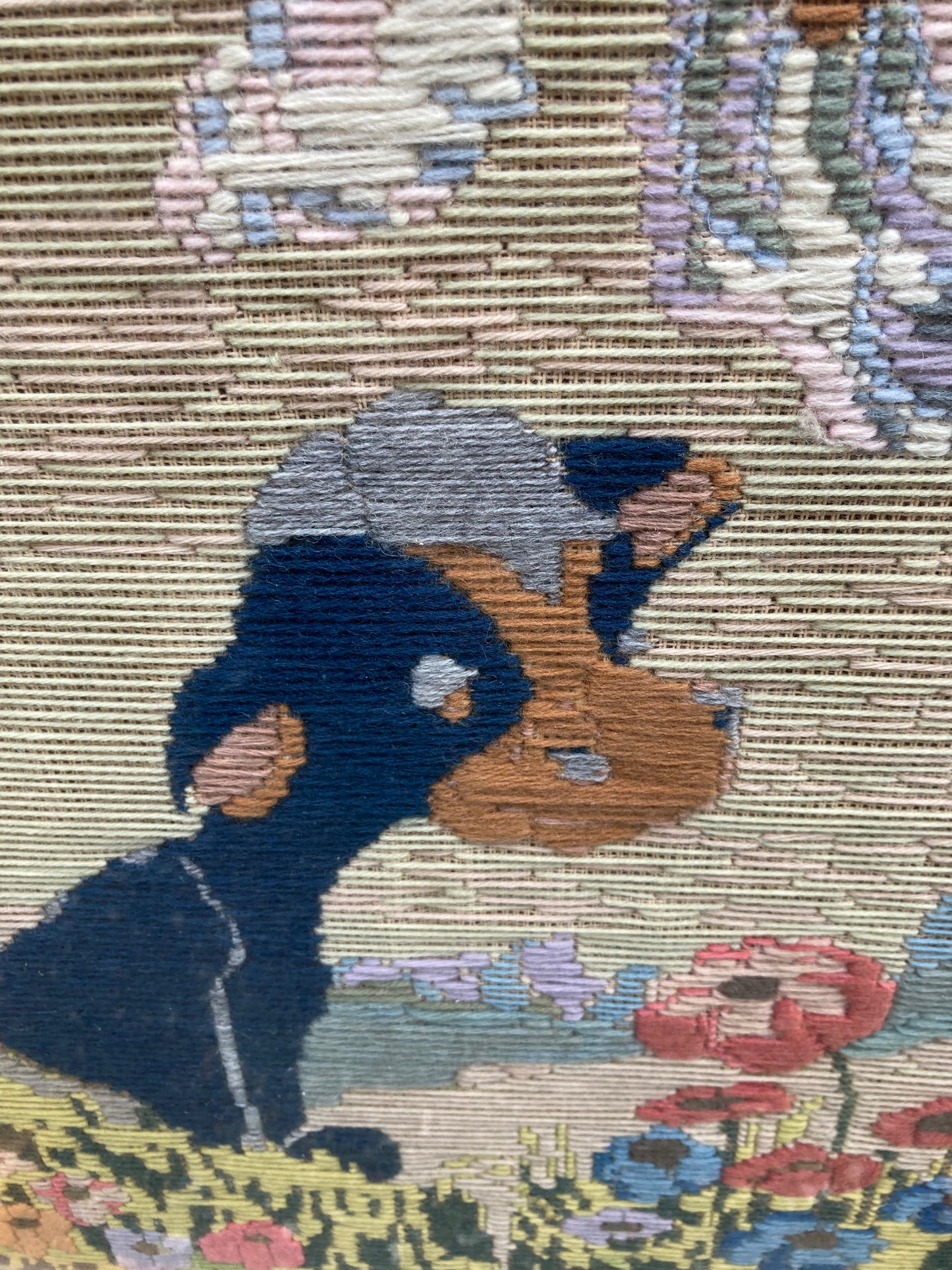 Acacia Wood Embroidered Fire Screen