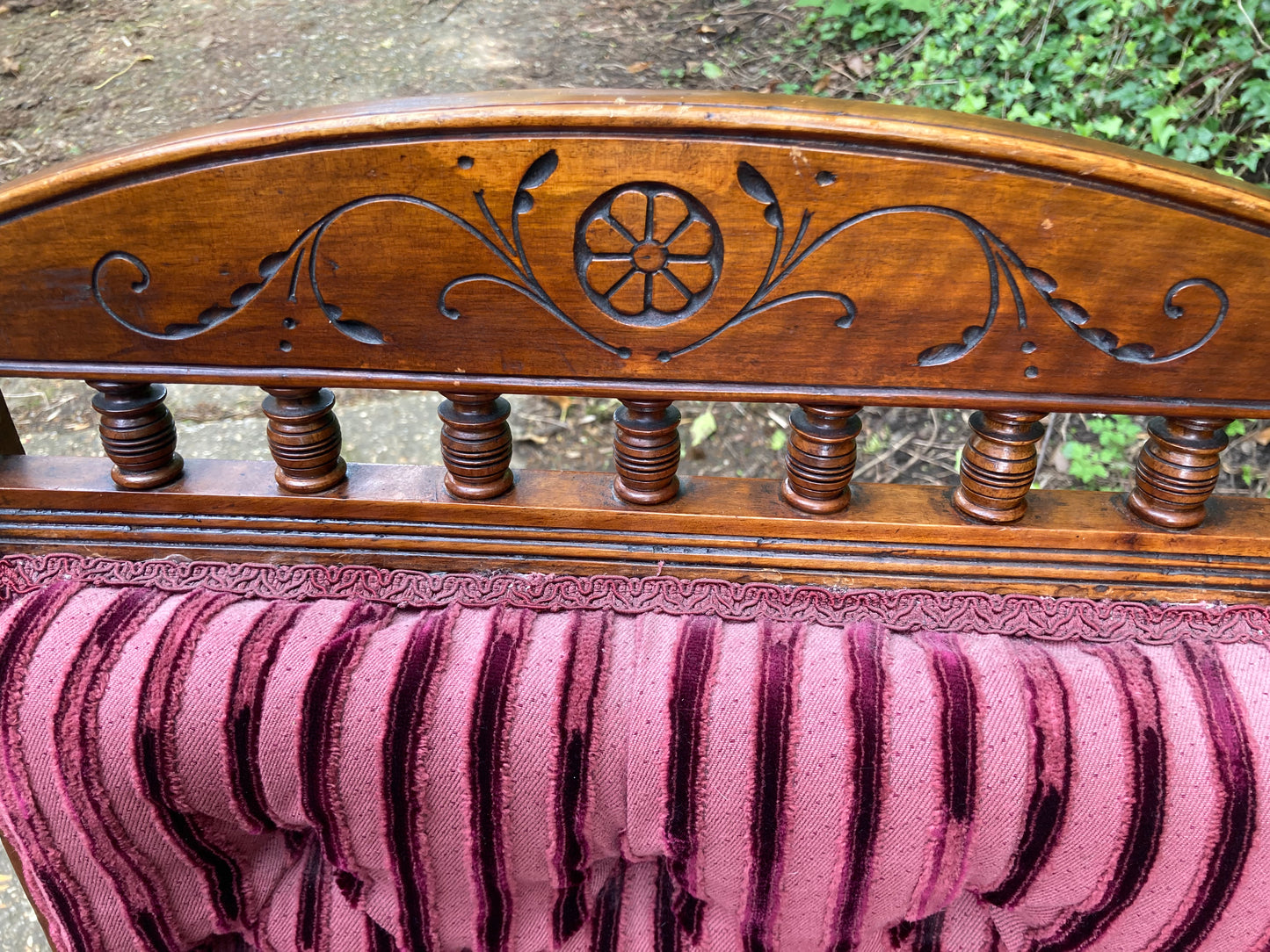 Victorian Button Back Open Armchair On Turned Legs And Castors