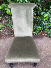 Load image into Gallery viewer, Antique Green Velour Upholstered Prayer Chair

