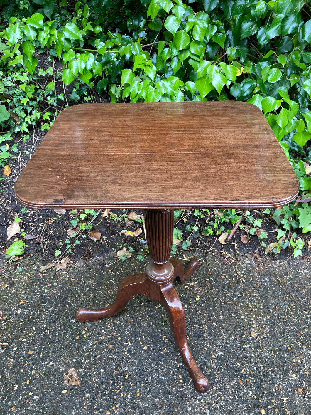 Vintage Mahogany Rectangular Occasional Table On A Pedestal