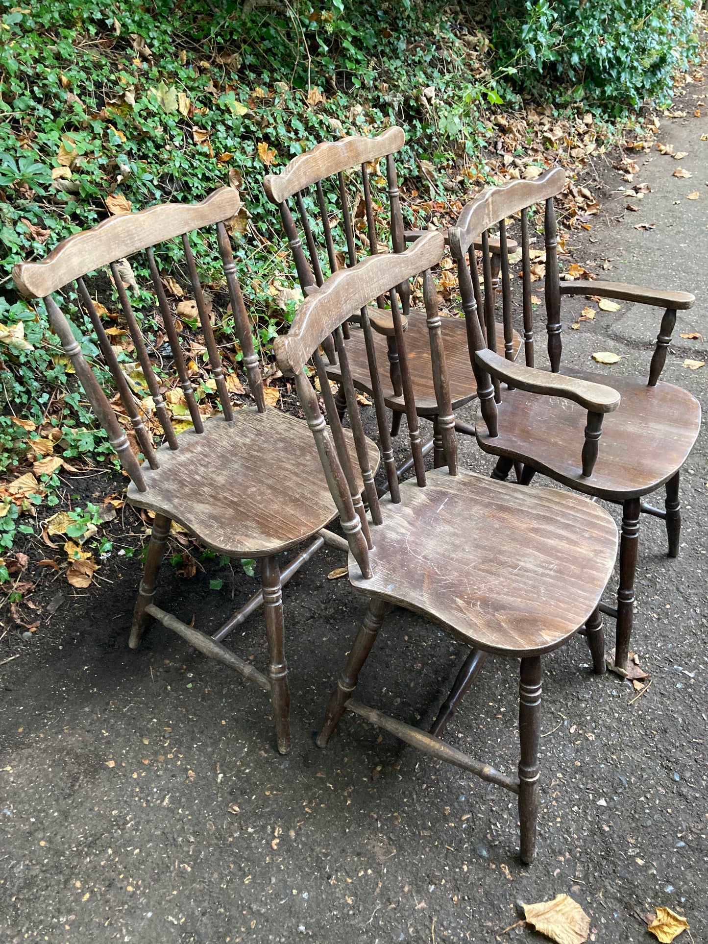 Set Of Four Spindle Back Chairs