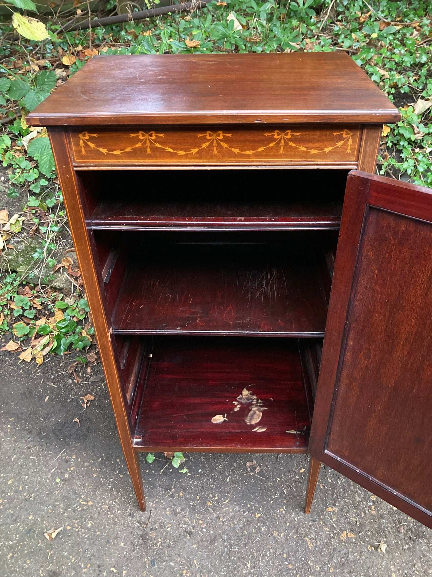 Edwardian Mahogany Music Cabinet With Lock And Key