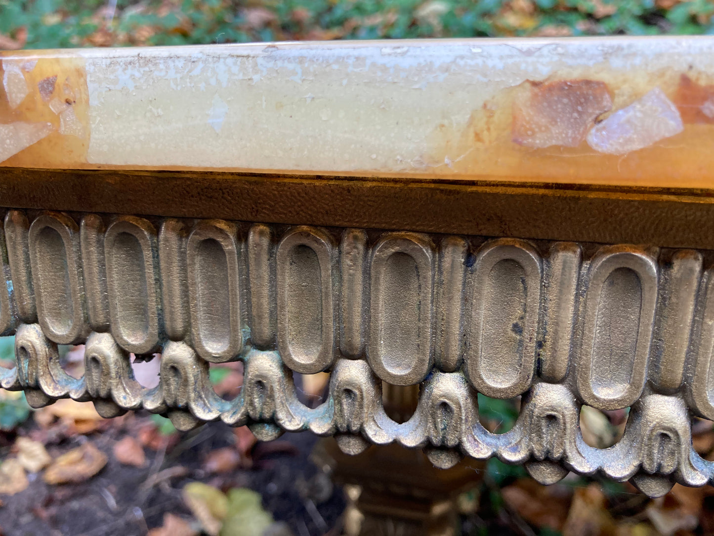 Marble Top Brass Base Coffee Table
