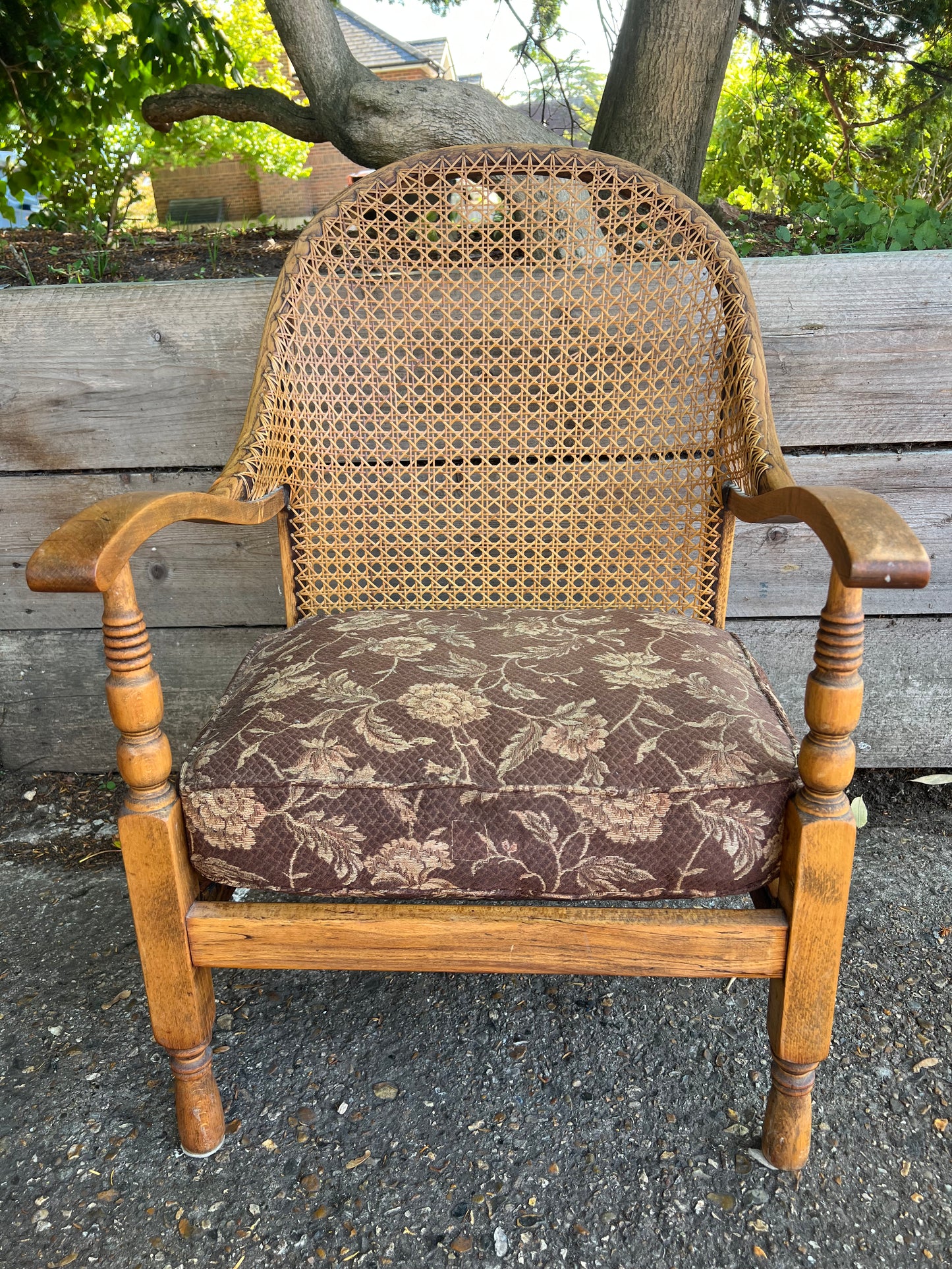 1940’s Beech Framed “Birchcraft” Cane Back Low Armchair