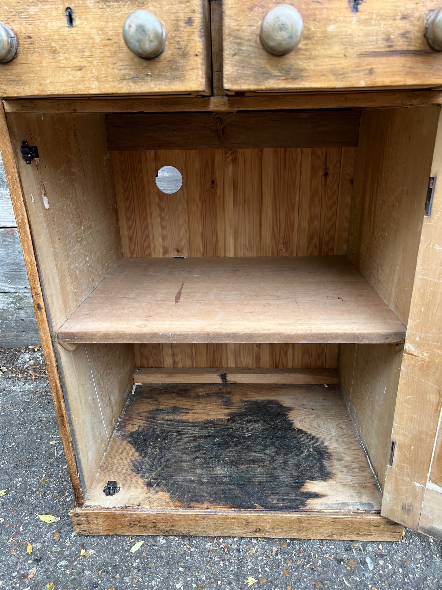 Antique Pine Cupboard And Four Small Drawers