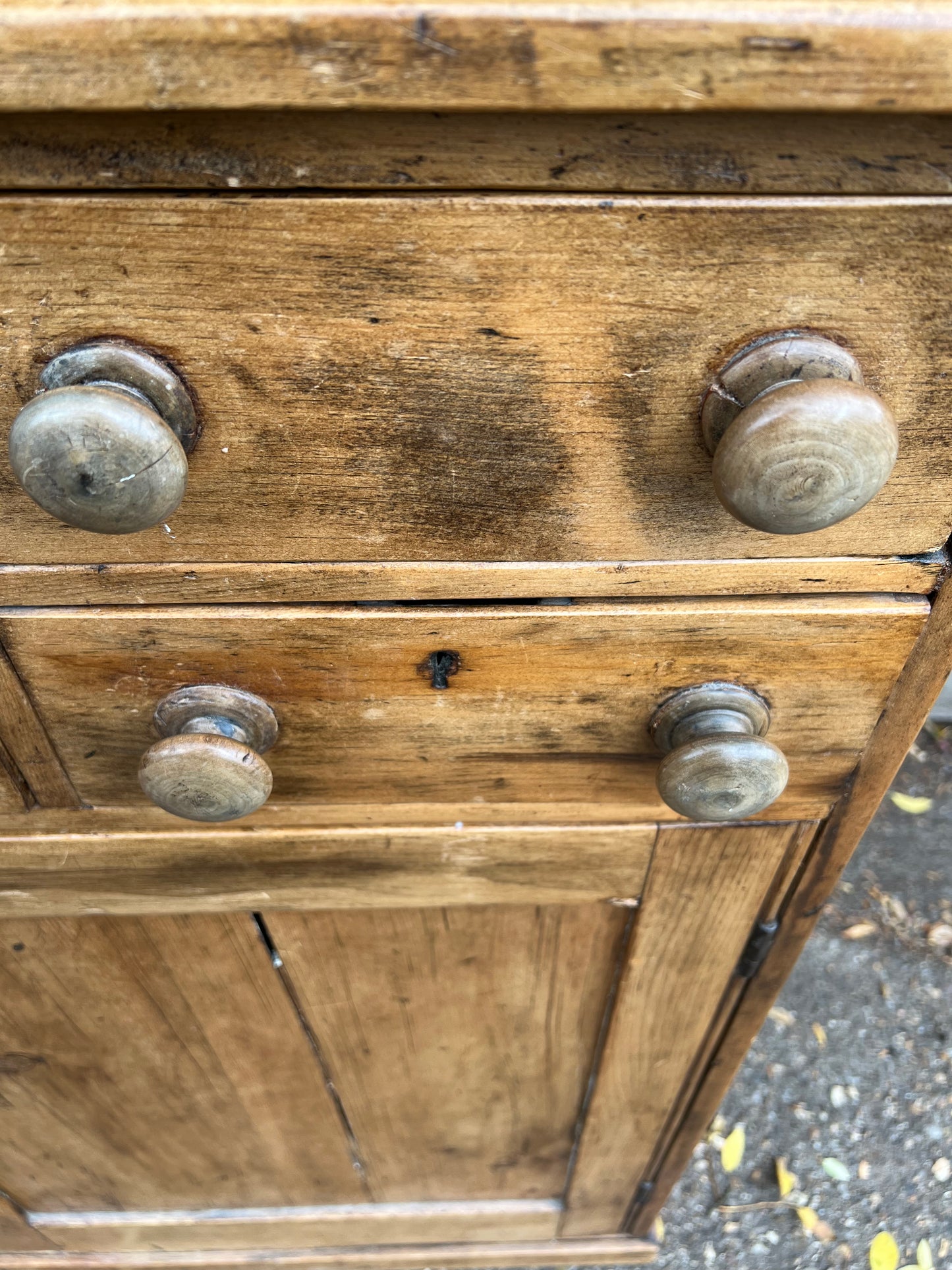 Antique Pine Cupboard And Four Small Drawers