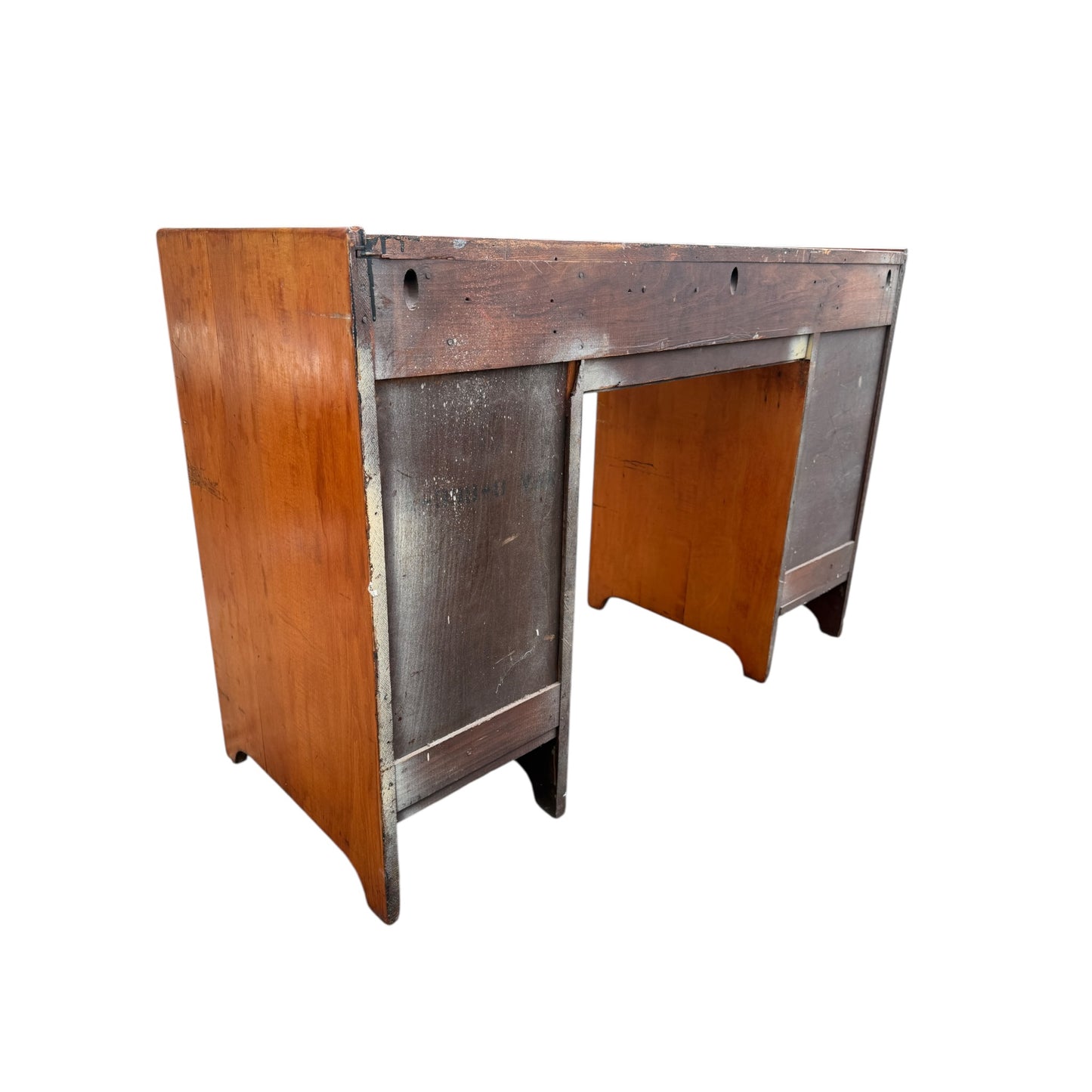 Vintage Art Deco Wooden Pedestal Desk – 1930s Style Writing Desk with 7 Drawers