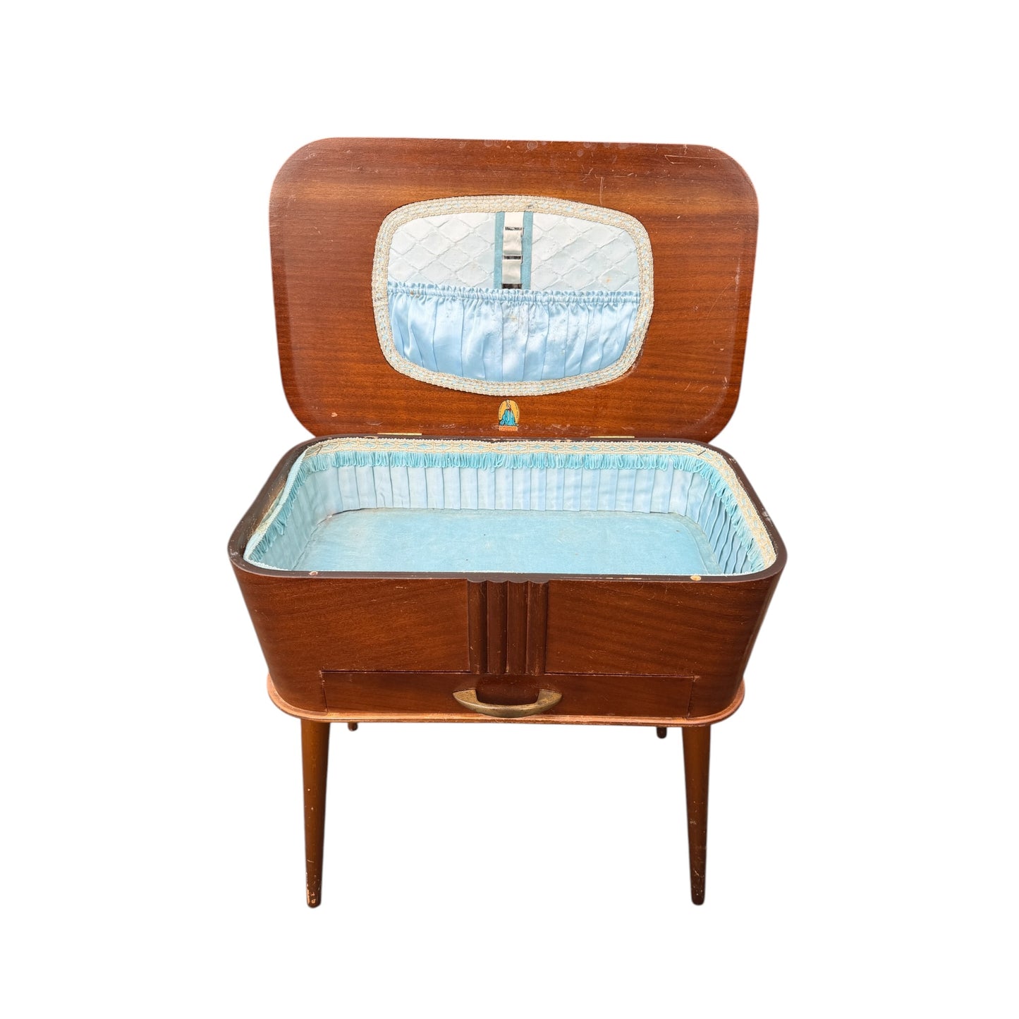 Vintage Mid Century Sewing Box Side Table – Morco Product – Lift Top Storage Cabinet
