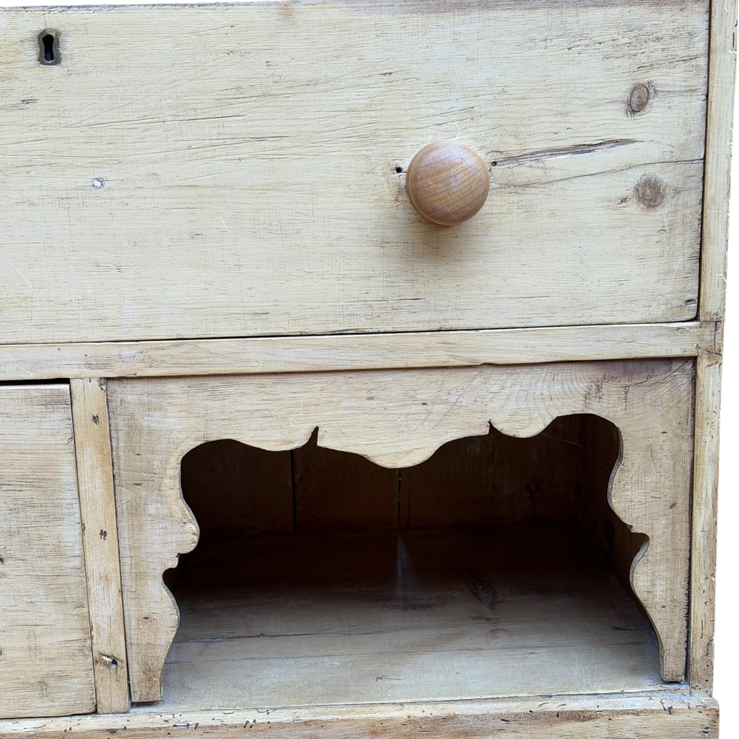 Antique Pine Washstand with Tilt Mirror – Rustic Victorian Dressing Chest / Pot Cupboard Base
