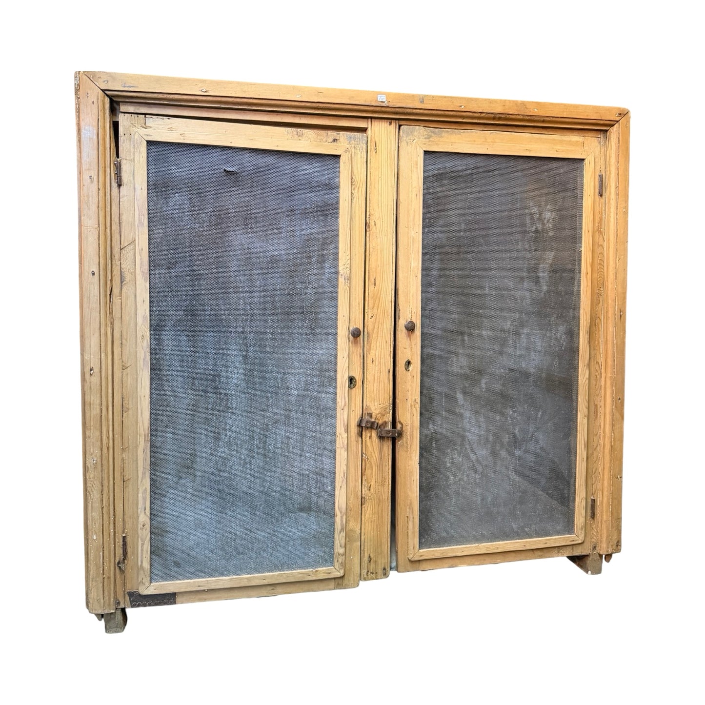 Antique Pine Meat Safe - Large Rustic Mesh Kitchen Larder Cupboard Pantry