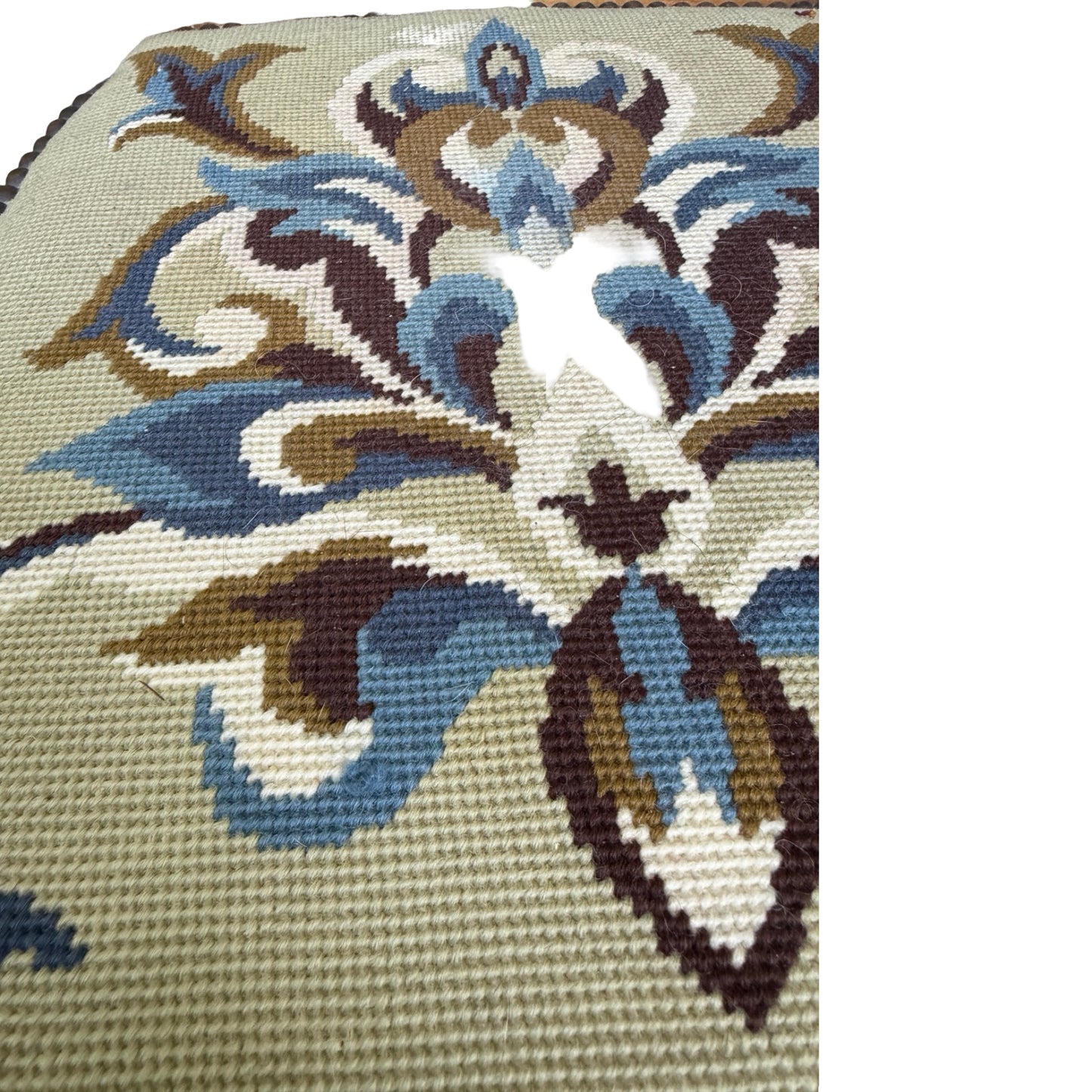 Antique Edwardian Oak Armchair - Occasional Bedroom Chair Tapestry Seat