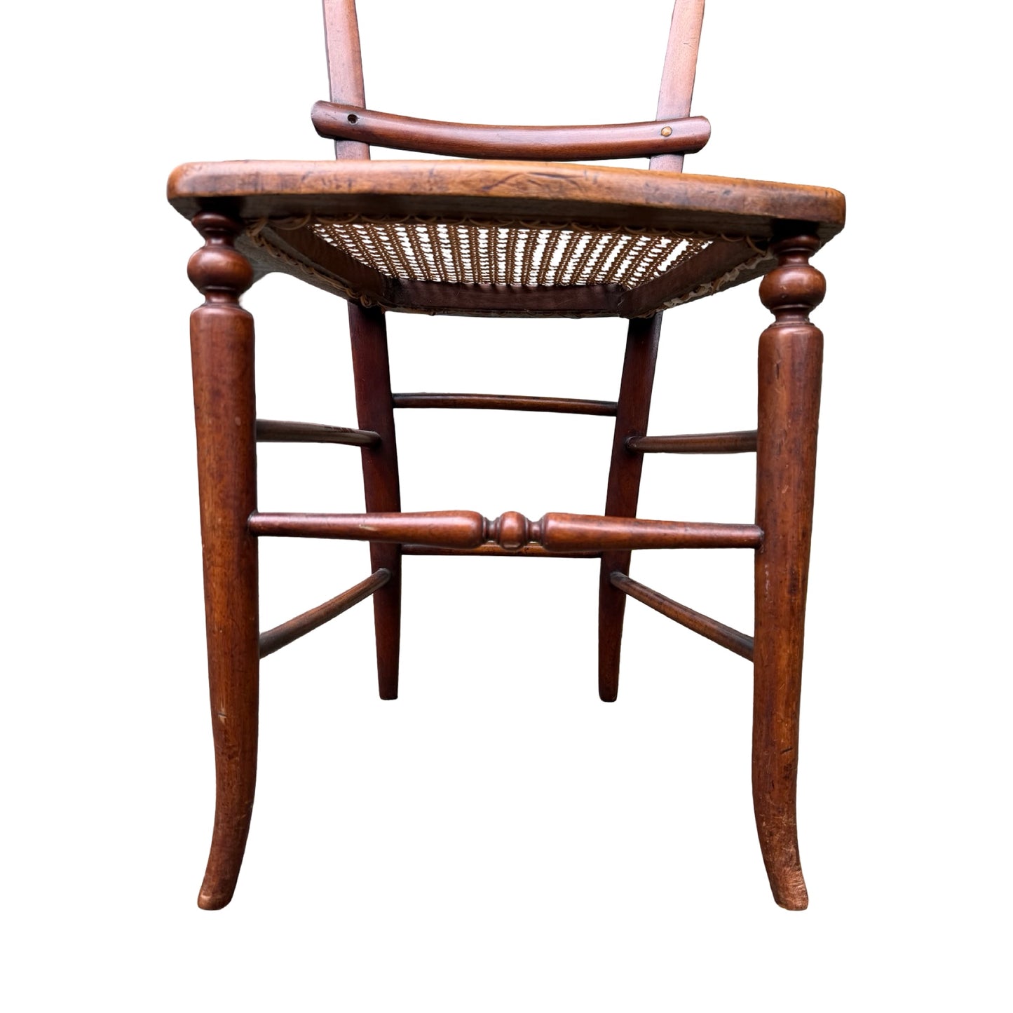 Antique Victorian Walnut Side Chair - Ornate Cane Seat Bedroom Occasional Chair