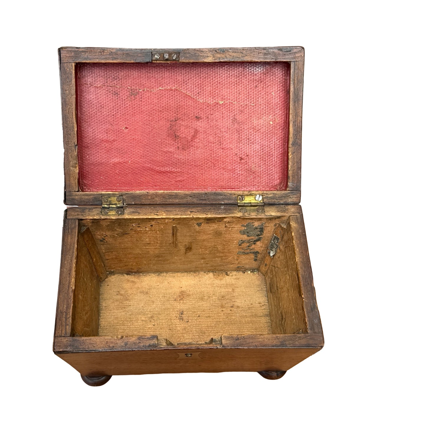 Antique Georgian Mahogany Tea Caddy - Sarcophagus Jewelry Box Fruit Mount 19cm