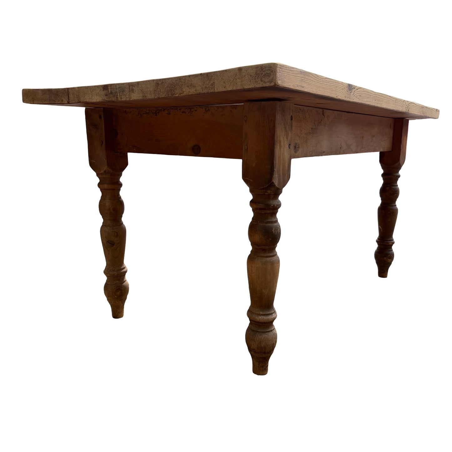 Large Rustic Pine Farmhouse Dining Table - Thick Plank Top Kitchen Table