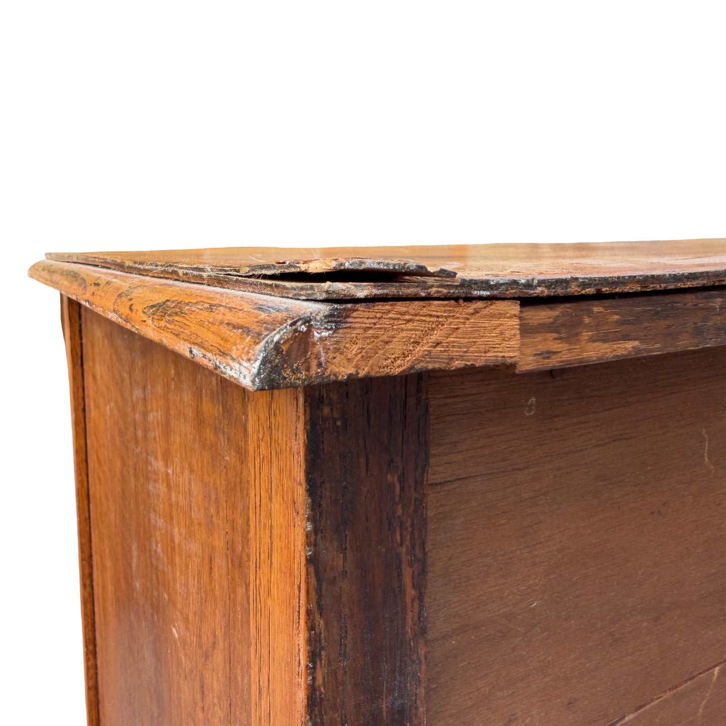 Antique Oak Veneer Three Drawer Chest - Rustic Storage Unit 86cm