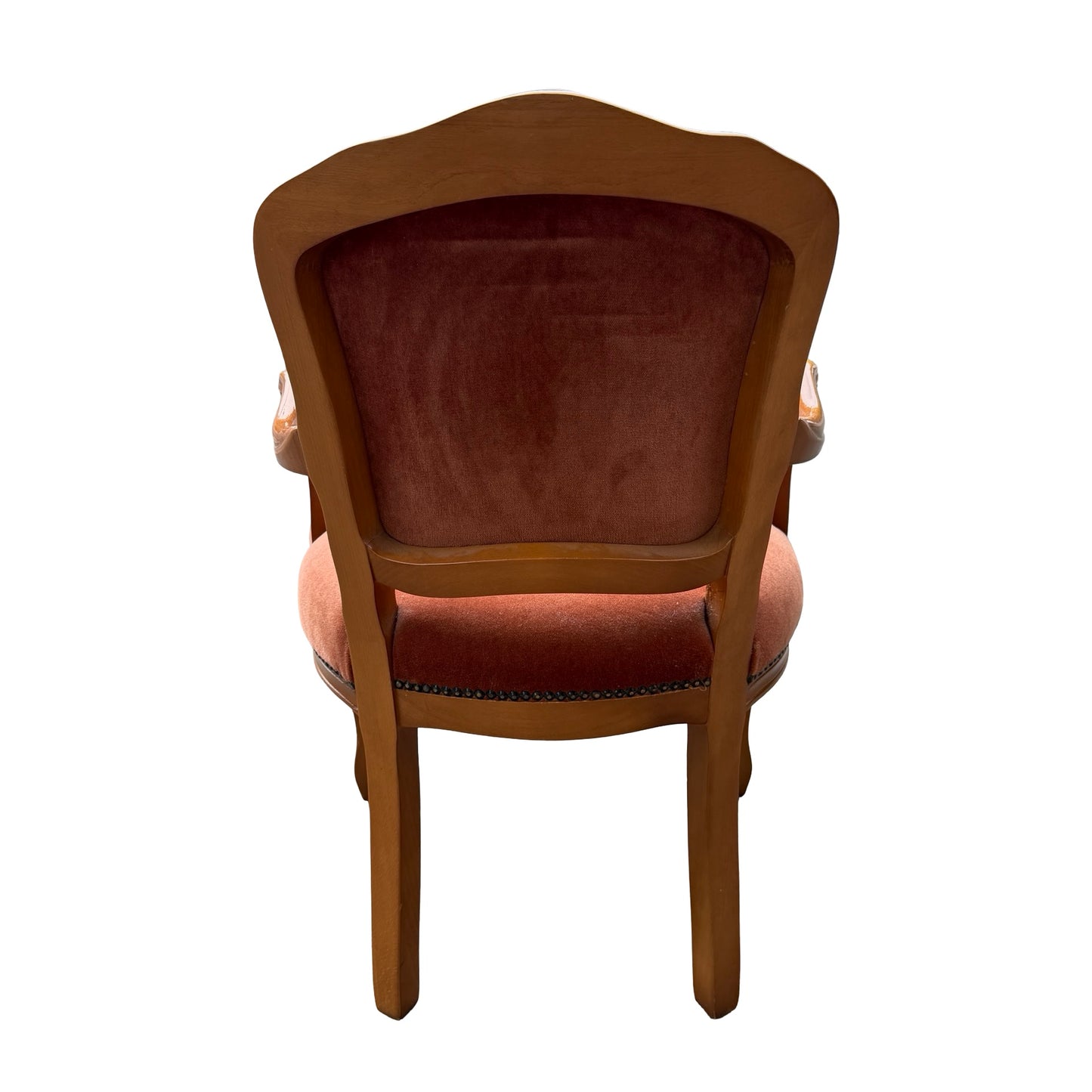 Vintage Louis XV Style Armchair - Terracotta Velvet French Fauteuil