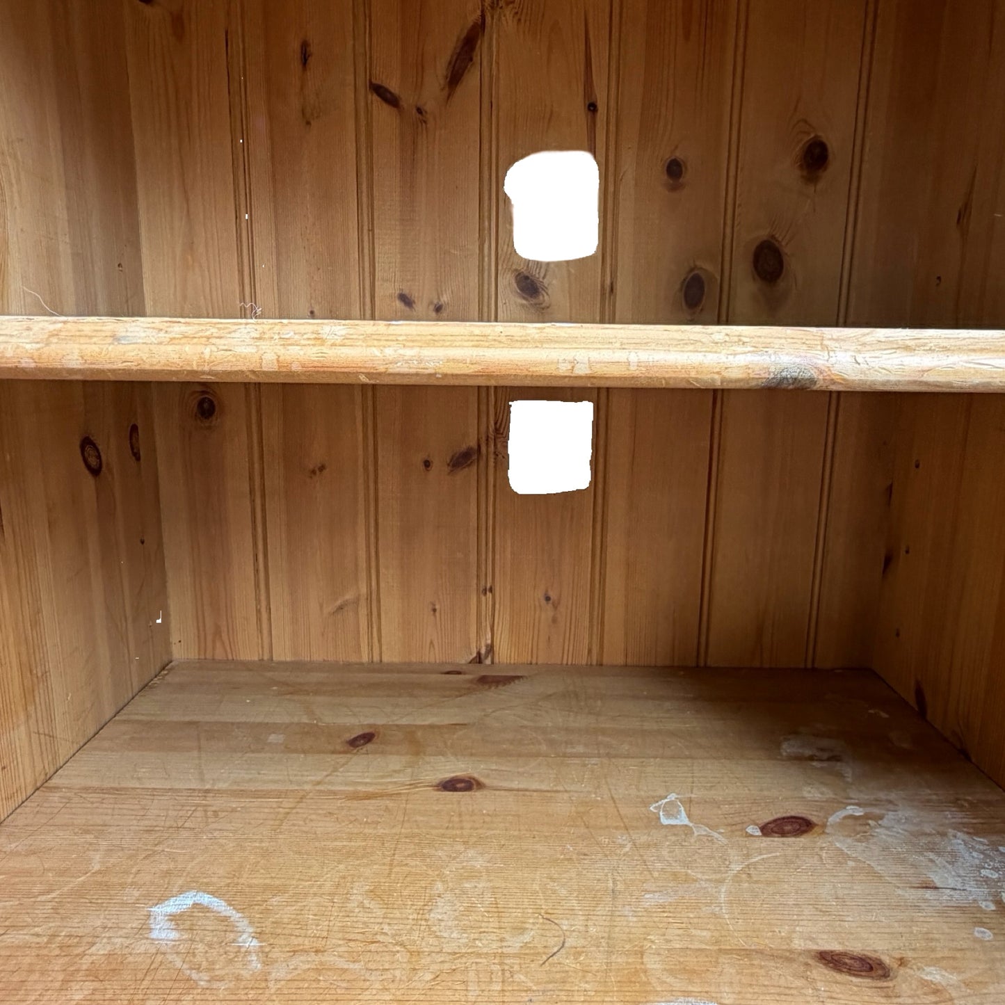 Vintage Glazed Pine Display Cabinet - Small Bookcase Media Cupboard