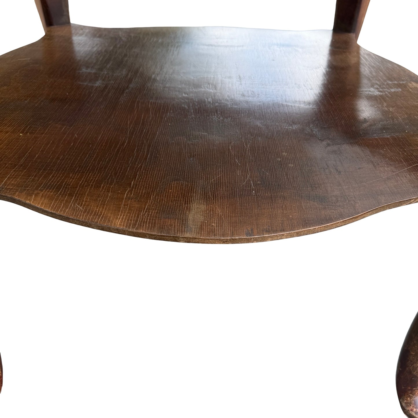 Vintage Queen Anne Rattan Coffee Table - Glass Top Tiered Table 86cm