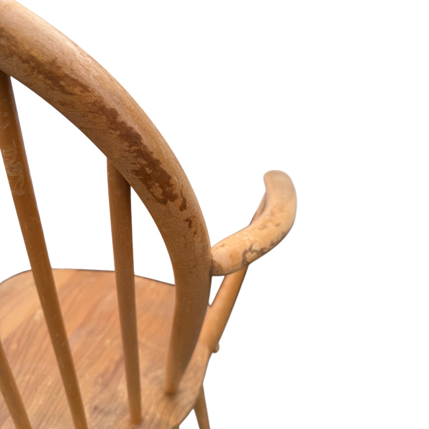 Ercol Windsor Armchair – Mid Century Elm & Beech Seat Stick Back Chair